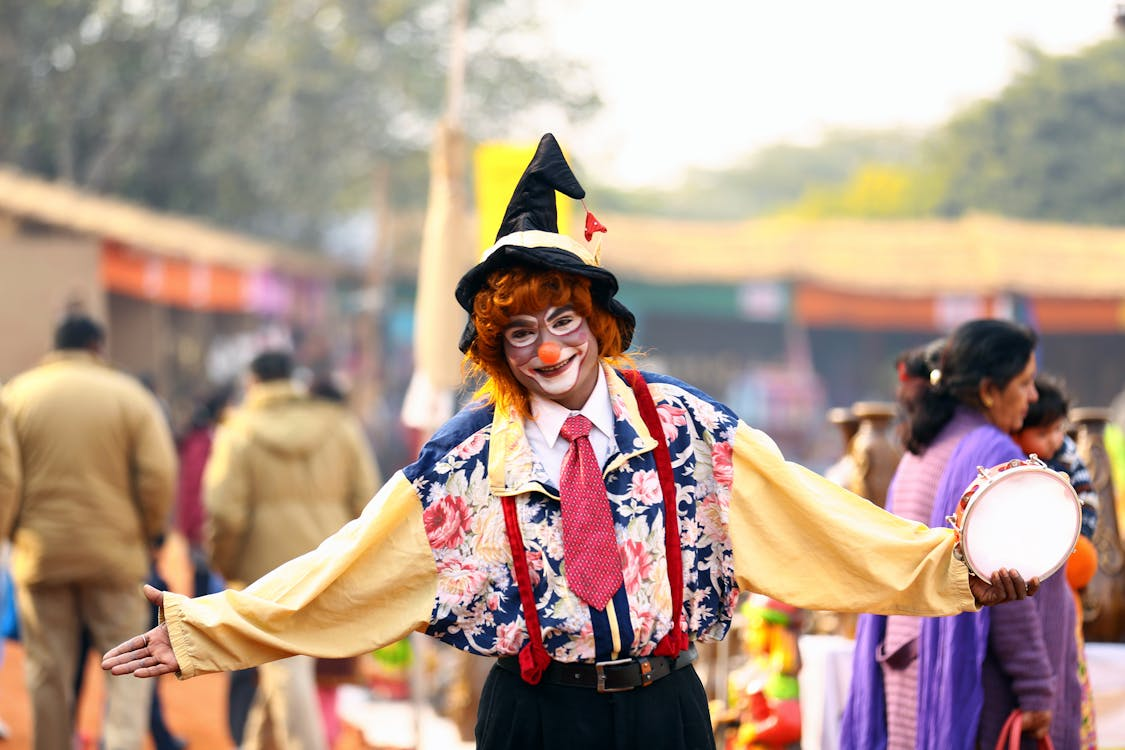 a circus clown, who represents a potential unusual career path or career change from circus clown to accountant.